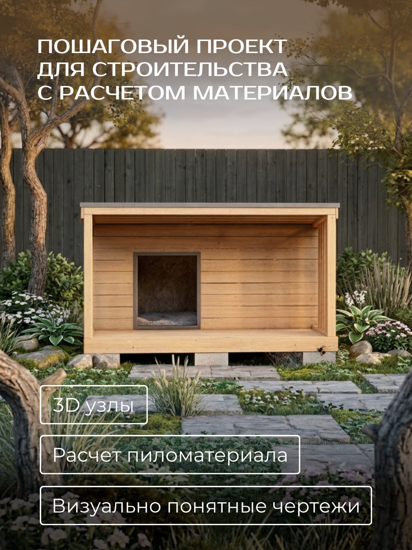 Проект конуры для собак 3х2,5м / HDKN2 — фото 2