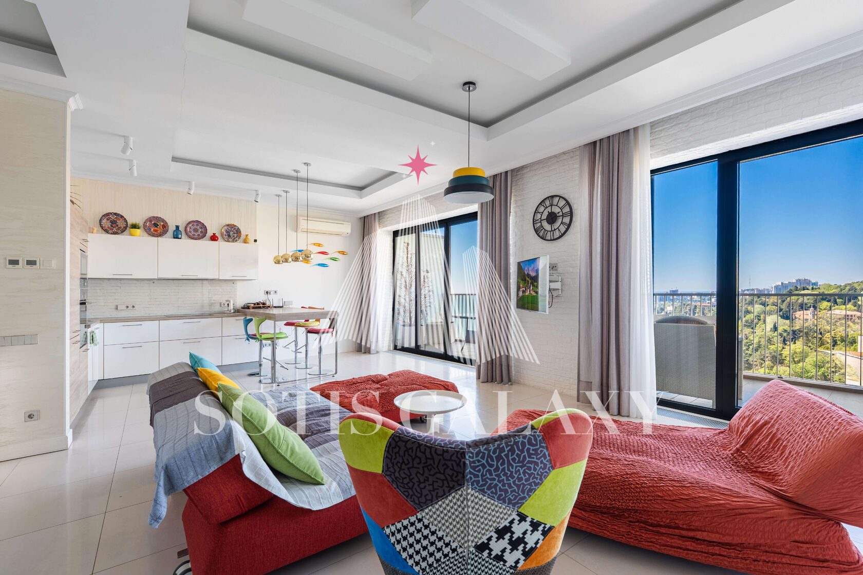 100 м² · вид на море · 22 этаж Актёр Гэлакси Сочи аренда