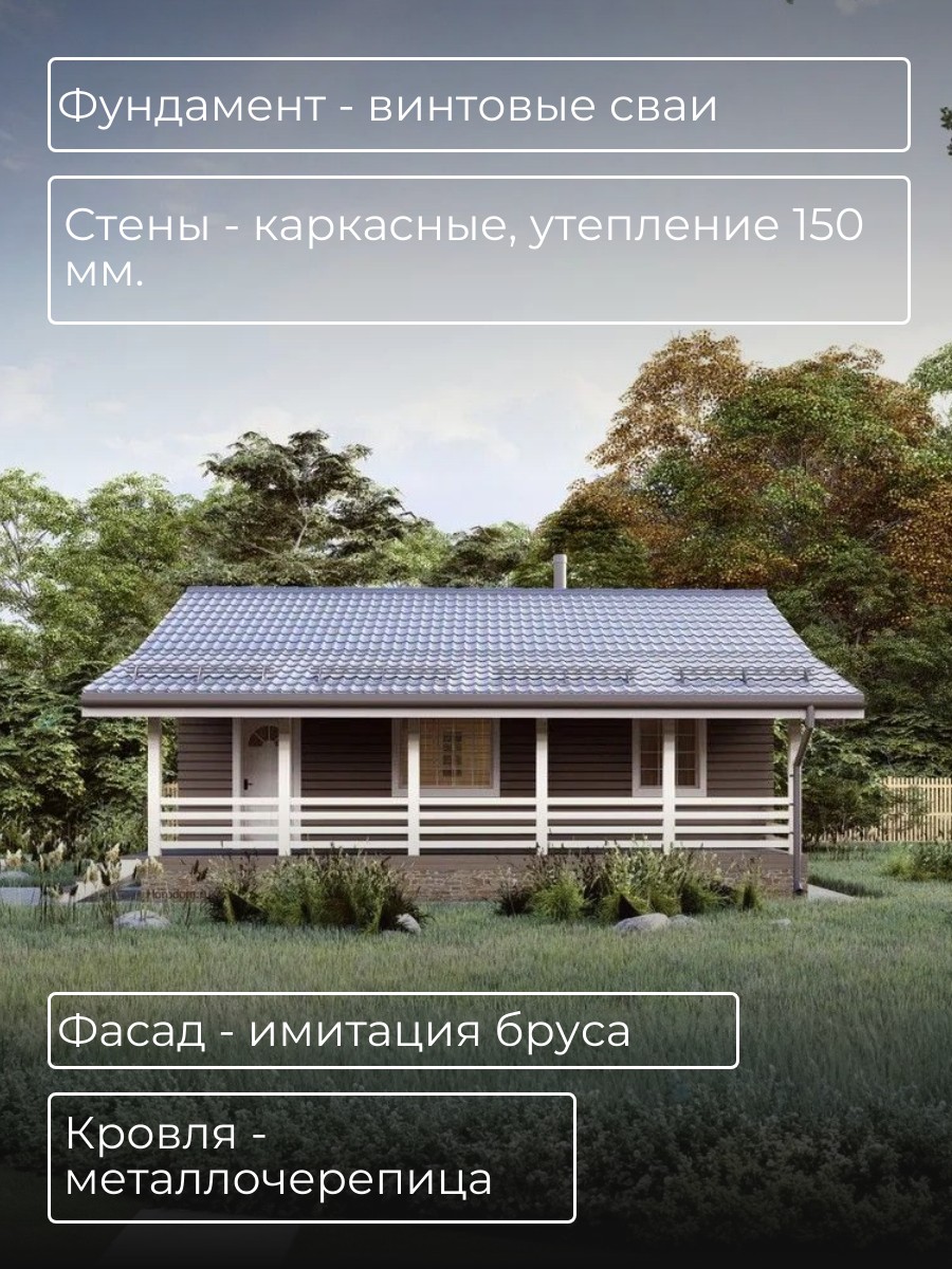 Проект дома 45 м2 / Каркасник / 1 этаж / — фото 5