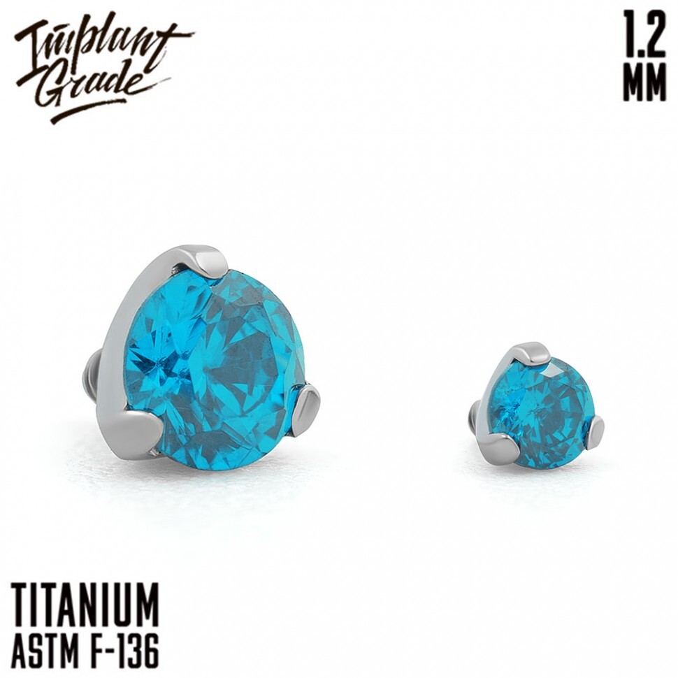 Накрутка Фианит Blue zircon Implant Grade 1.2 мм титан — фотография товара из каталога Rock House