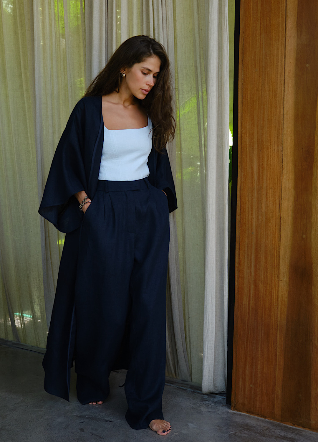 

Брюки изо льна - Синие, Blueberry;синий