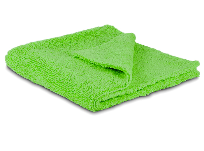Короткое полотенце. Микрофибра зеленая. Полотенце двустороннее. Микрофибра для сушки (крученая петля) Dry Monster Towel. Салфетка 40*40 см, супермягкая микрофибра, короткий/длинный ворс "Dry Monster".
