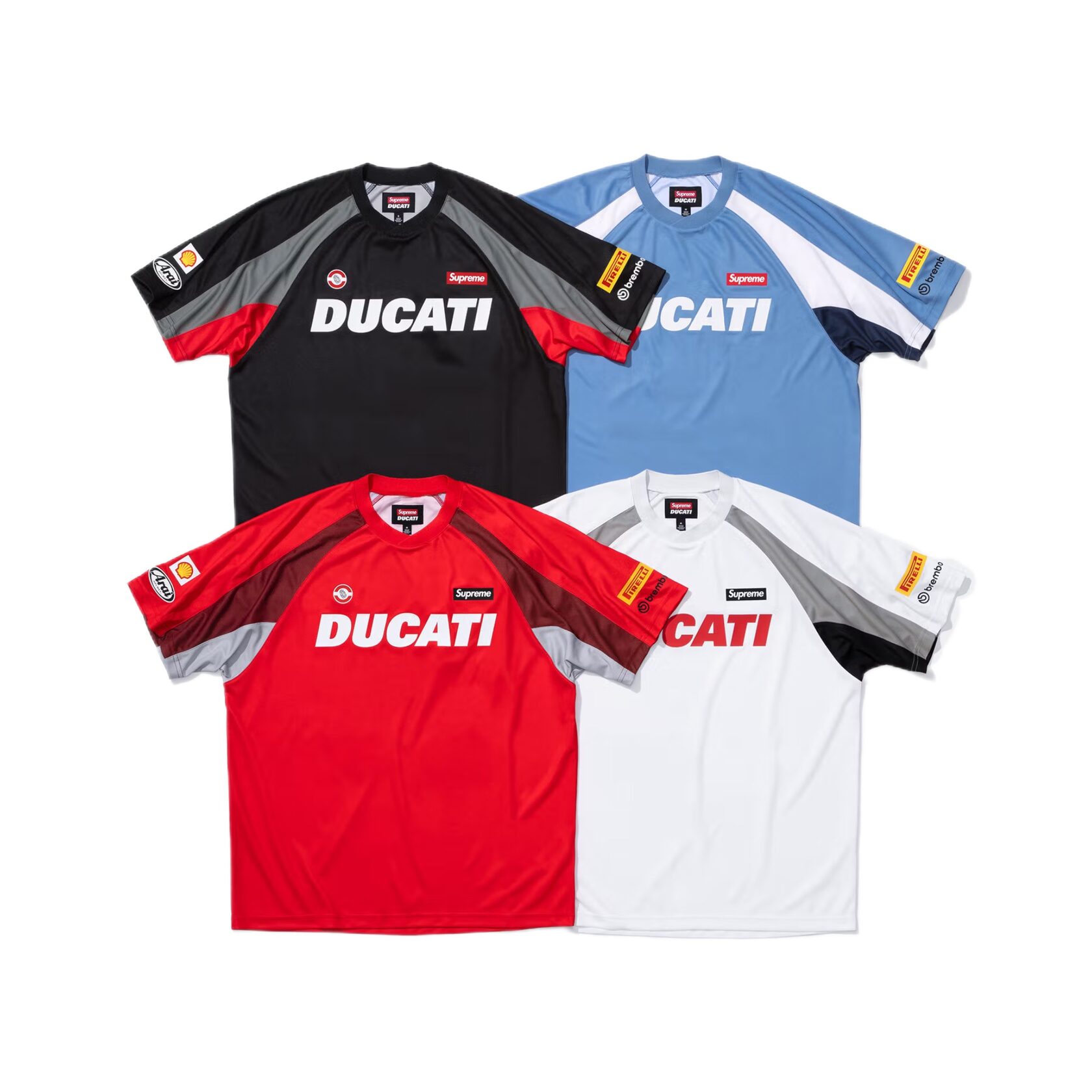 Supreme Ducati Soccer Jersey Red Light Grey Blue Black — оригинал