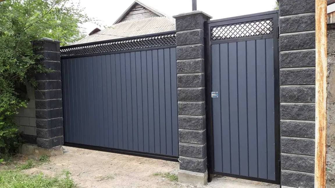 Откатные ворота из металла с автоматикой CAME установленные HALYKSTROY в Алматы