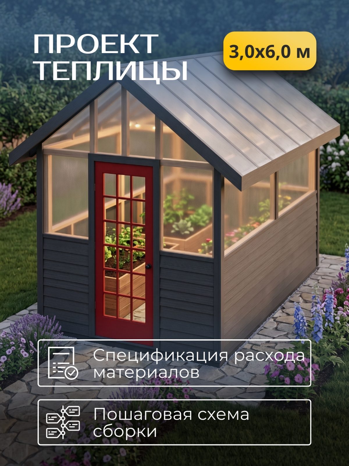 Проект теплицы 3,0×6,0 м / HDT3