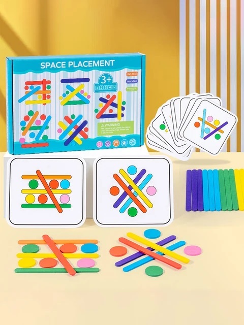 Деревянная игра головоломка «Логическое мышление» с разноцветными ...