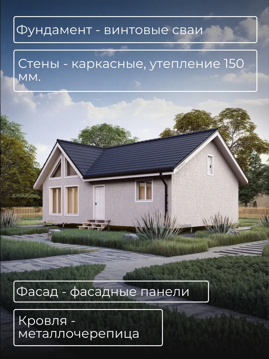Проект дома 97 м2 / Каркасник / 1 этаж / — фото 5