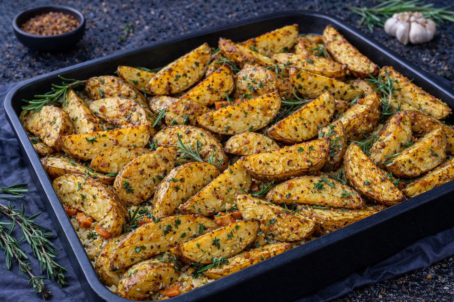 Картофель айдахо с розмарином и копчёной солью