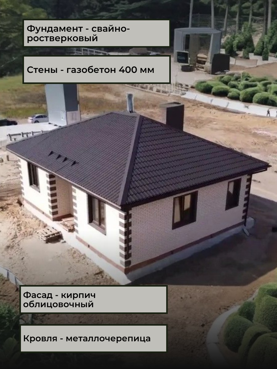 Проект дома 74 м2 / Газобетон / 1 этаж / — фото 5