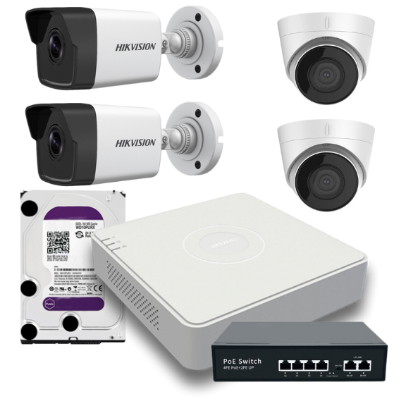 4шт IP 2мп Комплект камеры видеонаблюдения Hikvision