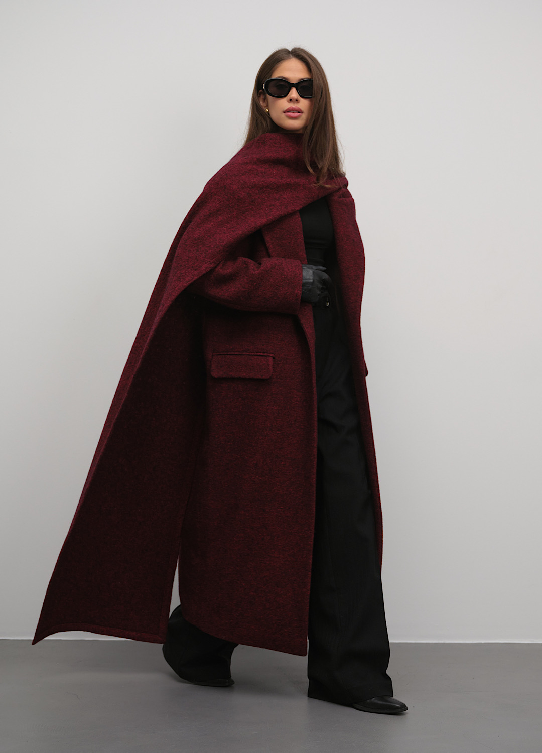 Двубортное пальто с шарфом Rich из итальянской шерсти