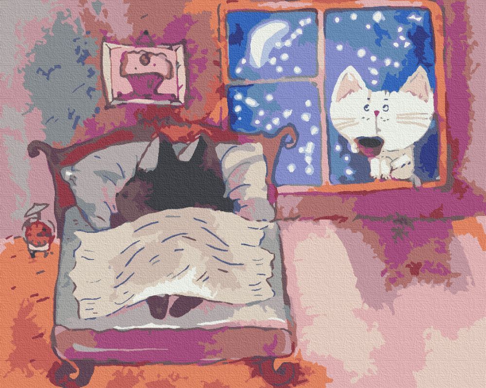 Сонный нарисованный кот