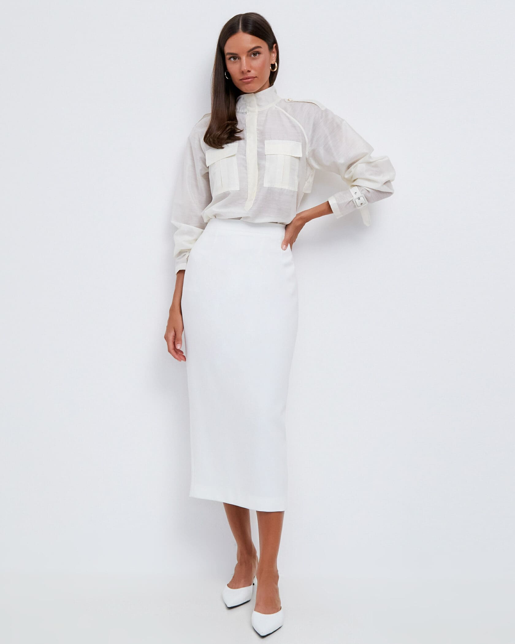 Белая юбка карандаш