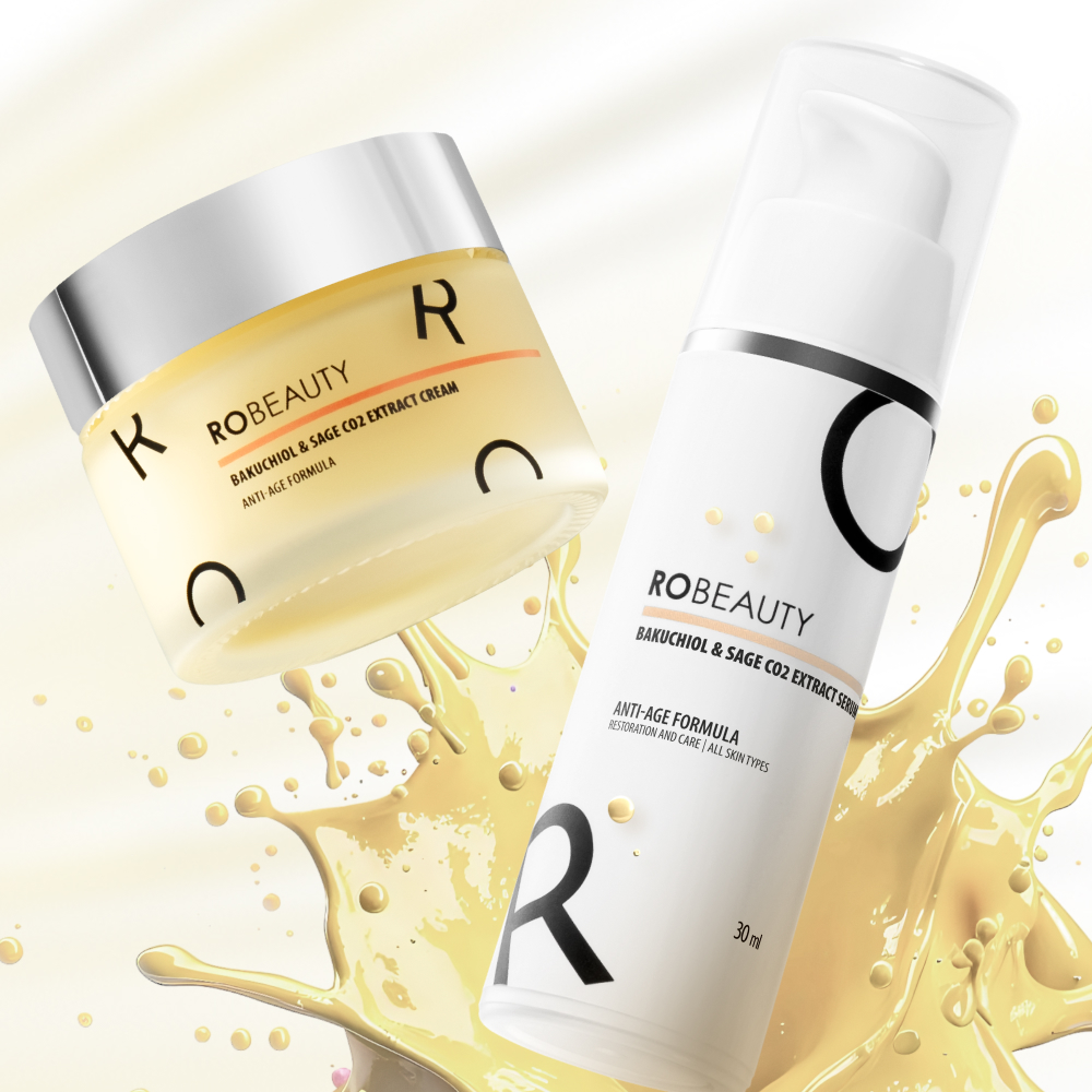 Антивіковий набір сироватка+крем з бакучіолом проти зморшок - Вікові зміни - Обличчя