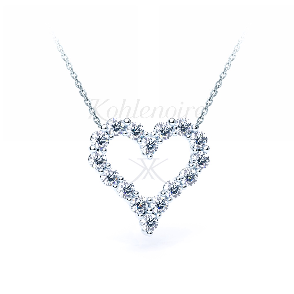 D3039-195 Medium Diamond Heart Pendant - Природные бриллианты