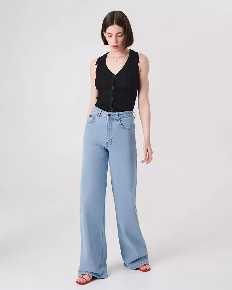 BLCV: Джинсы Paula Palazzo Stretch Sky Blue