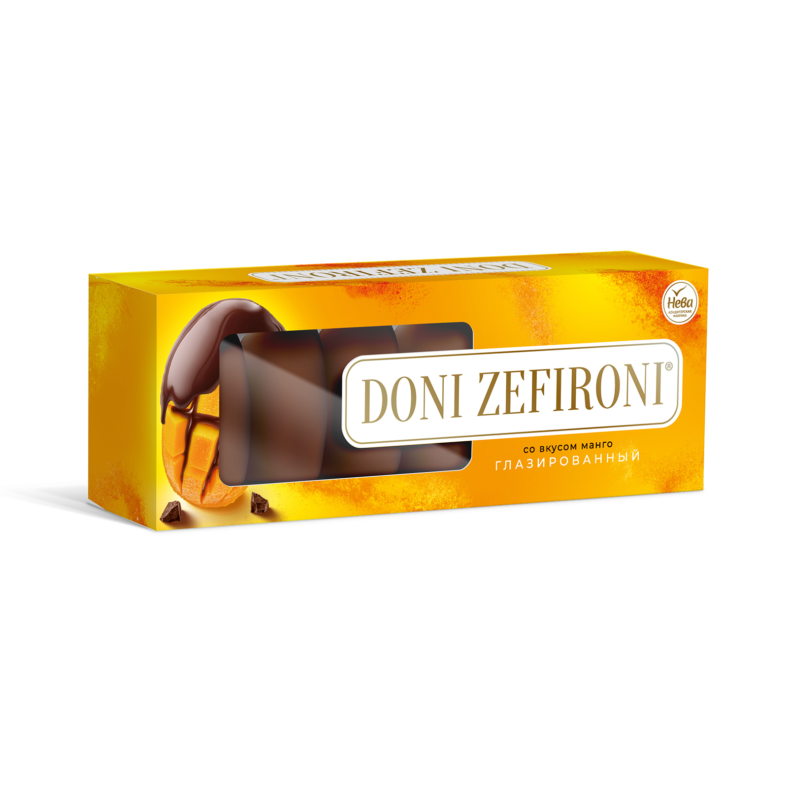 Зефир &quot;DONI ZEFIRONI&quot; со вкусом <b>манго</b> <b>глазированный</b>.