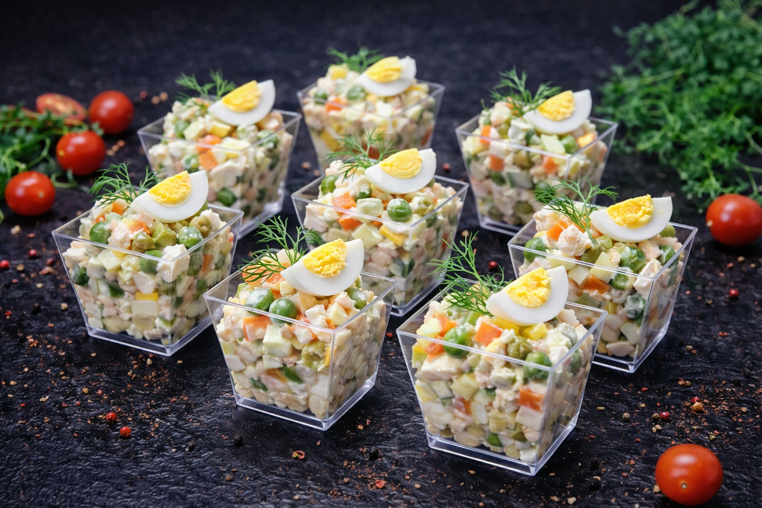 Оливье с курицей су-вид Мини-трайфлы | от 5 шт — 50 г
