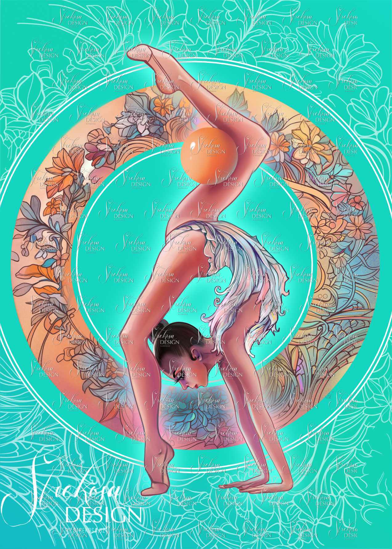 Rita rhythmic gymnastics ball illustration by Strekosa Design