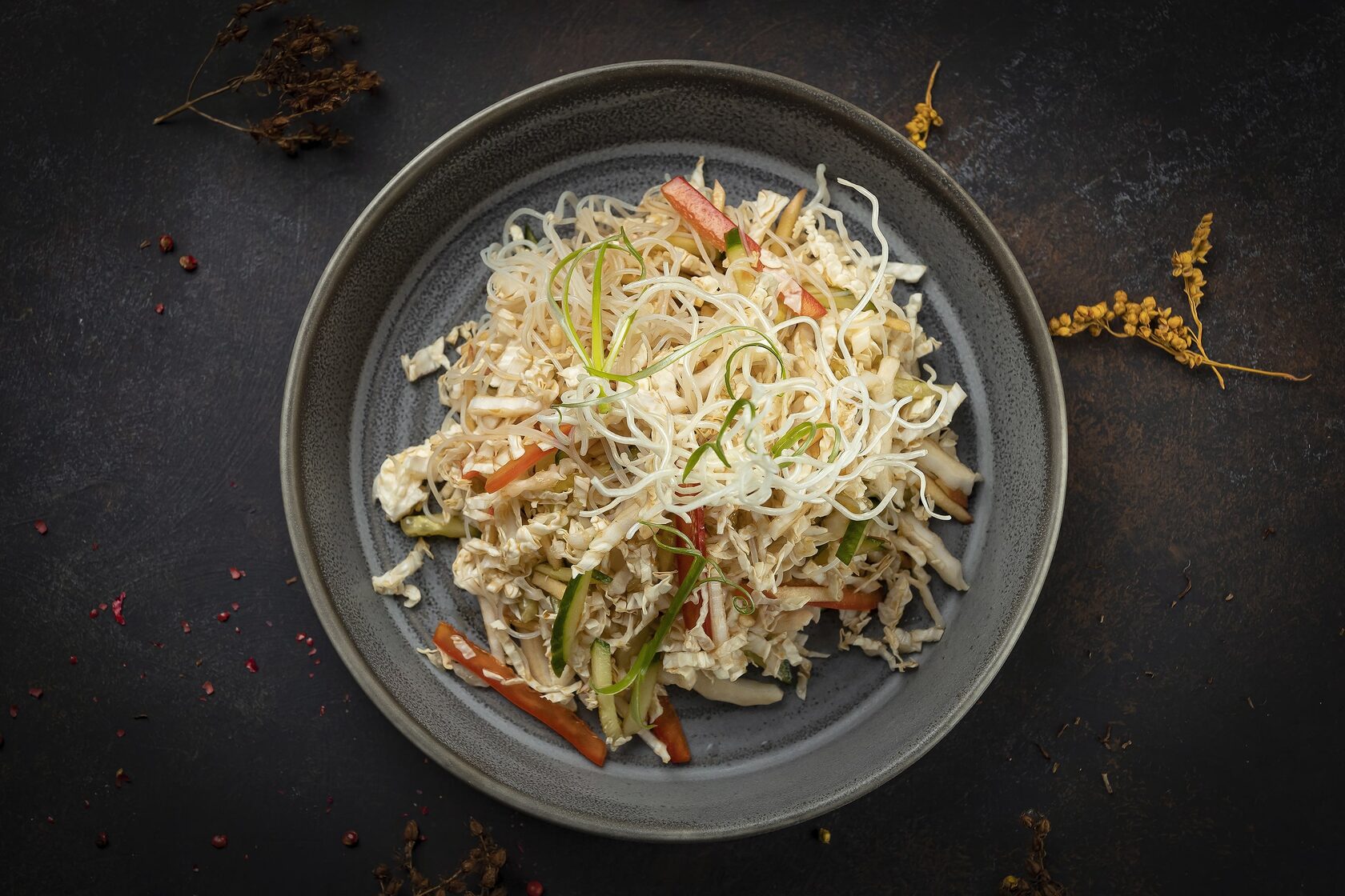 Салат «Петровский» грибной с квашеной капустой и огурцами / pickled mushroom salad