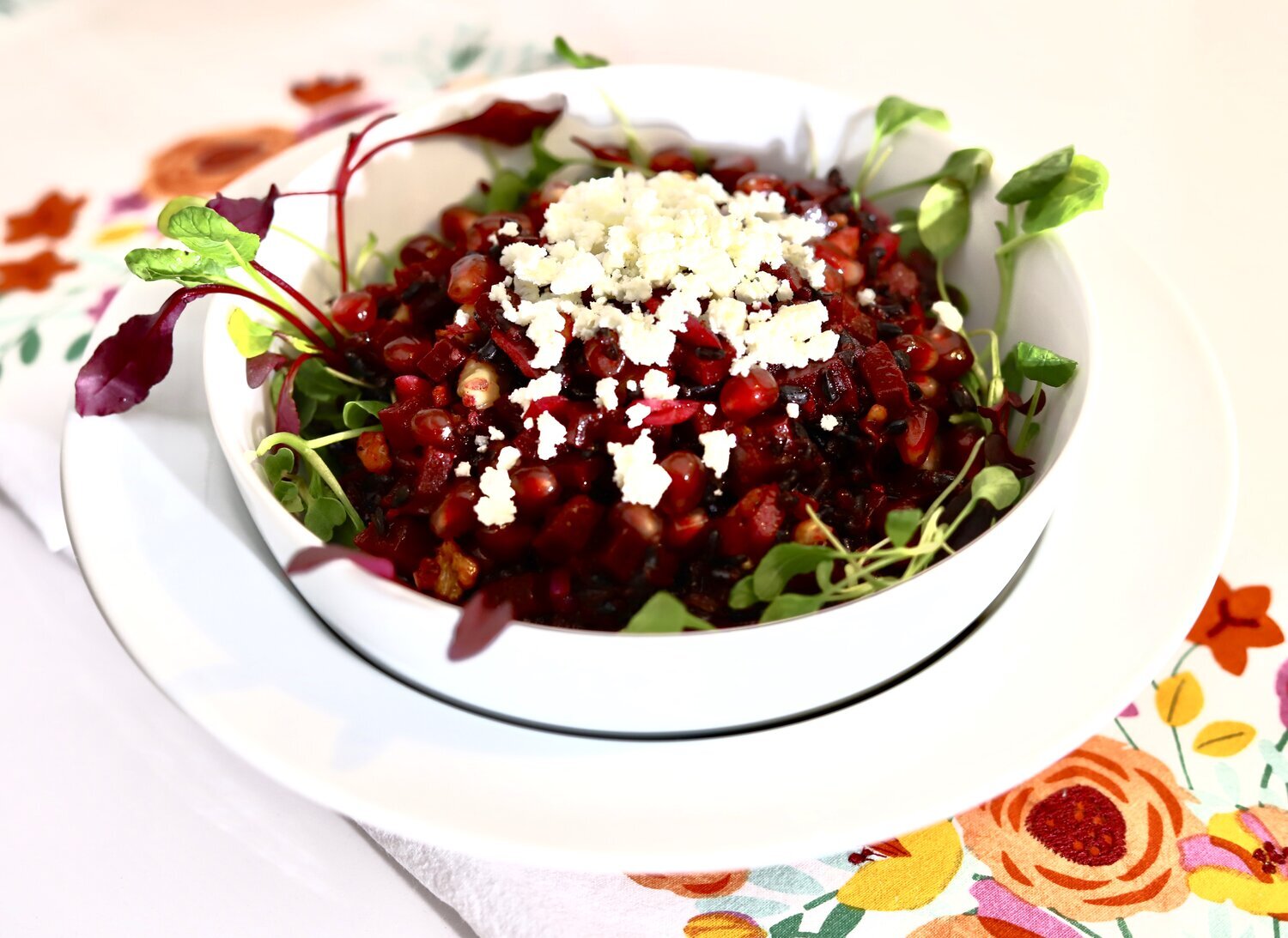 Super Salad with Black Rice, Beets and Pomegranate Seeds