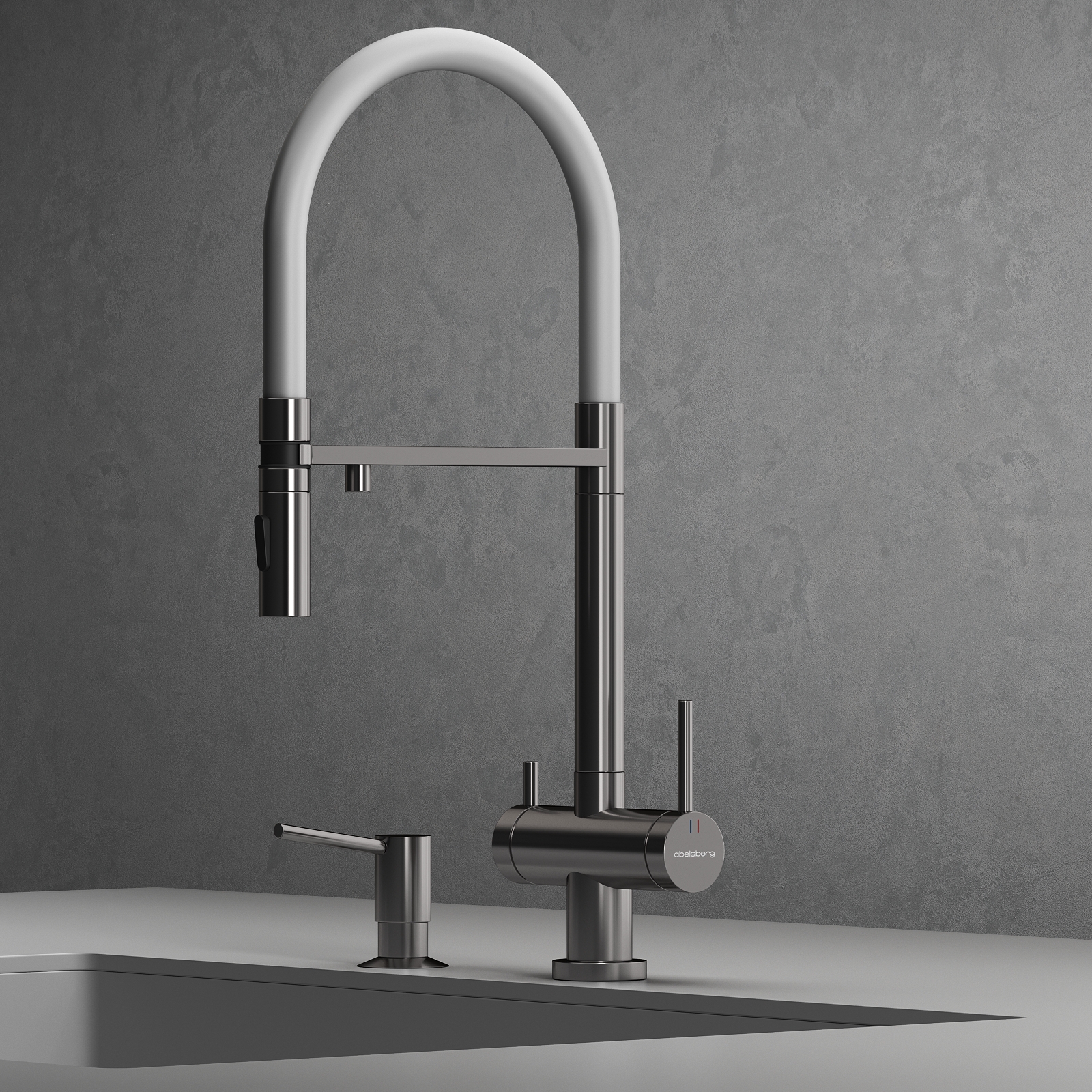 Смеситель для кухни Abelsberg Pura глянцевый c гибким изливом и возможностью подключения фильтра для воды