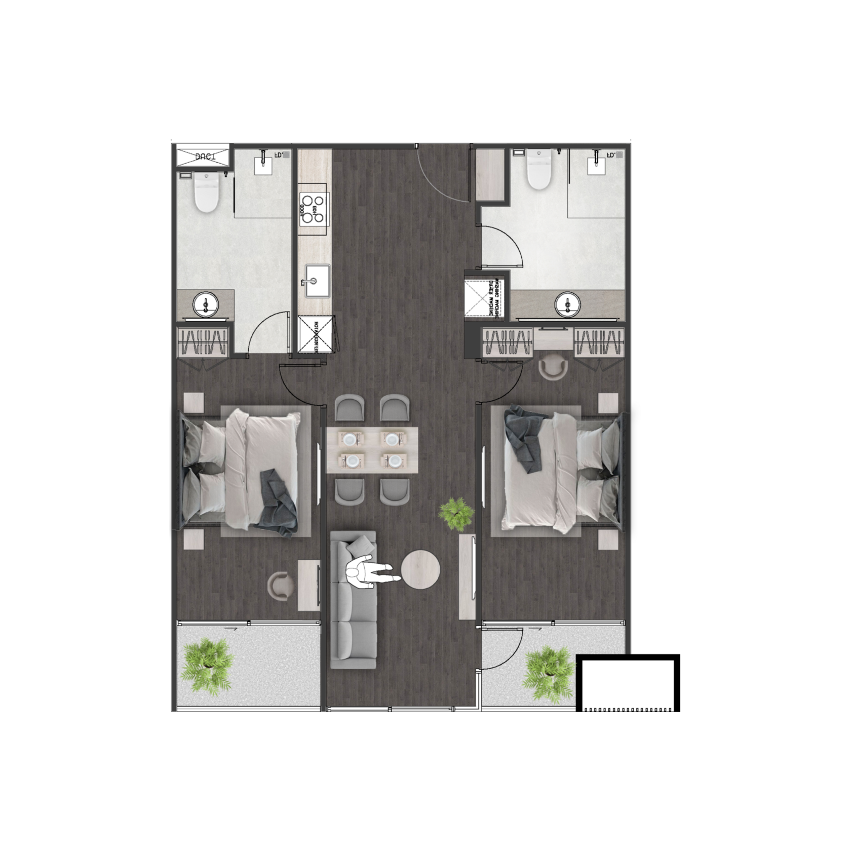 Unit 1702 — 2 Bed · 79.2 m²