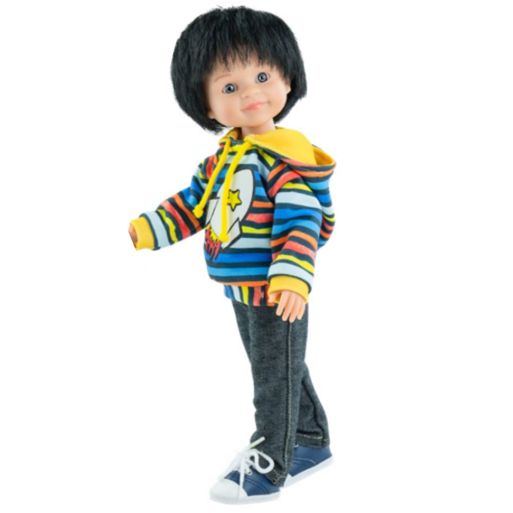 Ensemble salopette en velours + t-shirt + chaussettes pour poupon marron