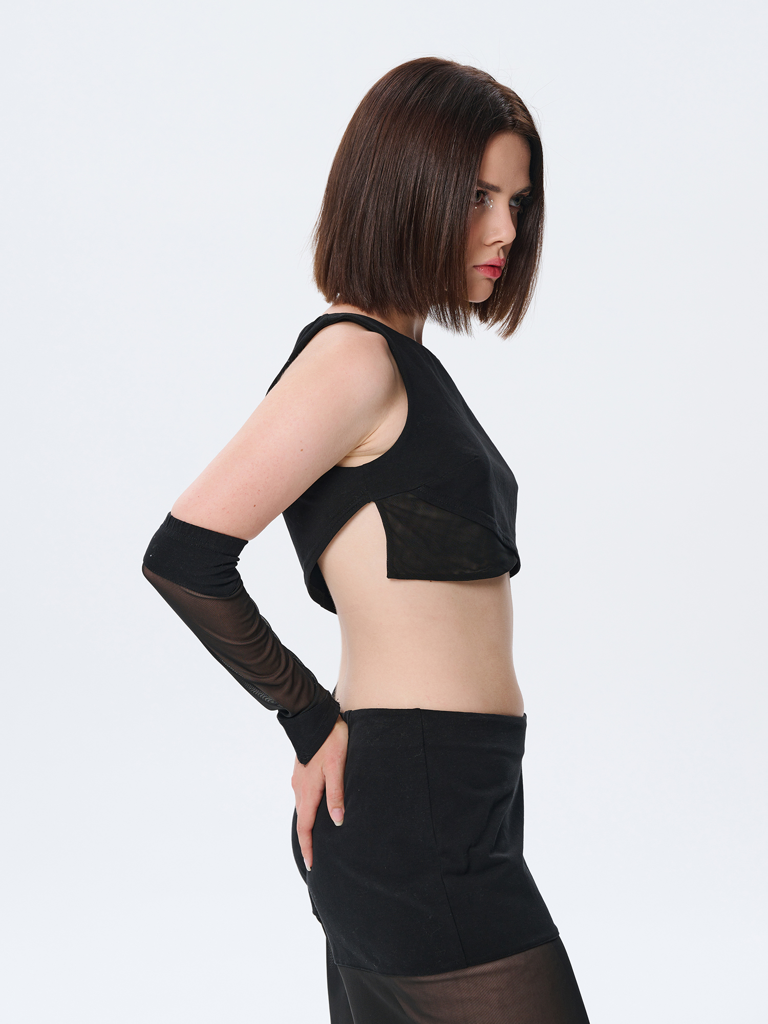 Короткий топ ОГОНЬ черный - M - Черный