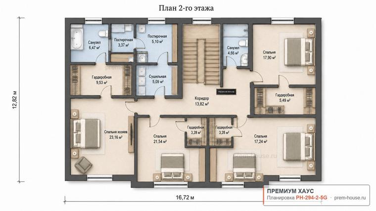 Планировка 2 этажа дома Классический дом в Токсово С300, 294 м²— Премиум Хаус