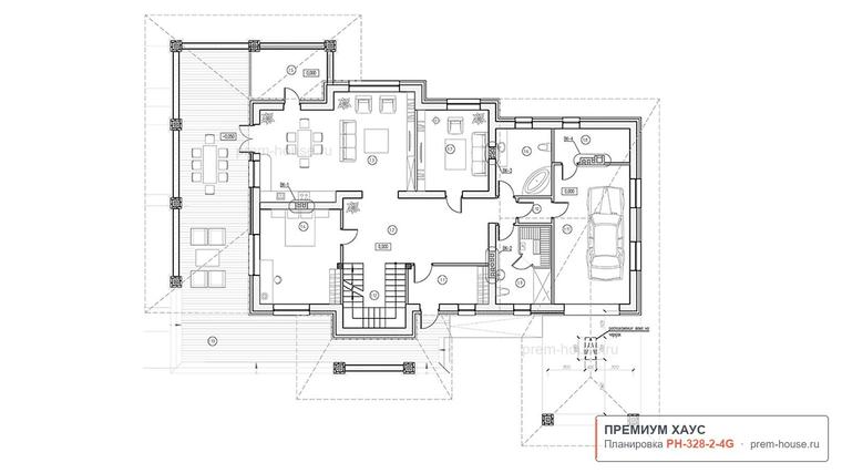 Планировка 1 этажа дома Райт КВ-323, 328 м²— Премиум Хаус