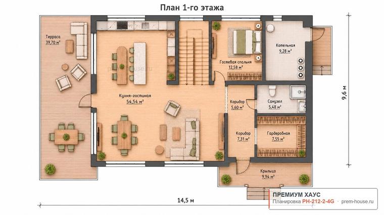 Планировка 3 этажа дома Современный КП-260, 212 м²— Премиум Хаус