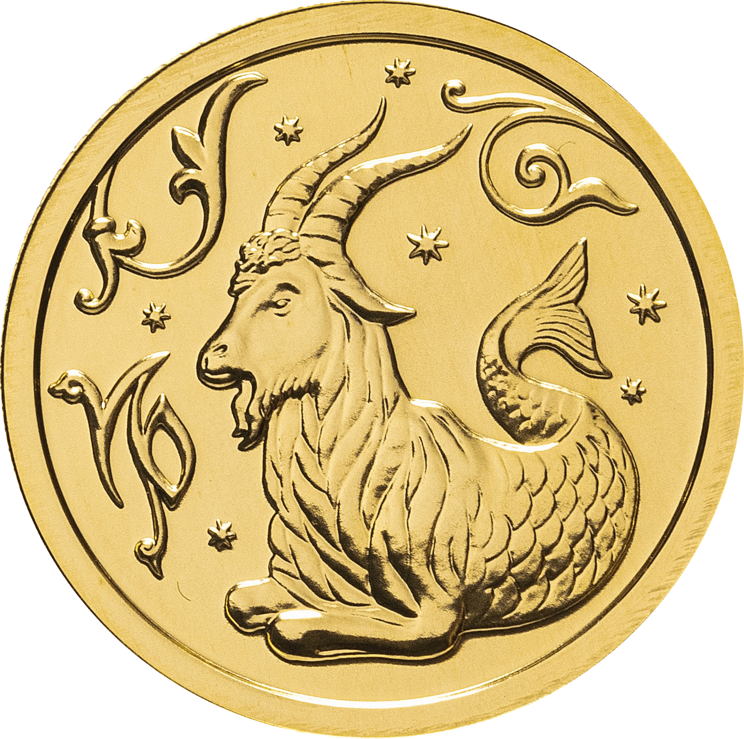 Знаки зодиака. Козерог. Золотая монета Козерог. Сувенирная монета Козерог. Монета знак зодиака Козерог.