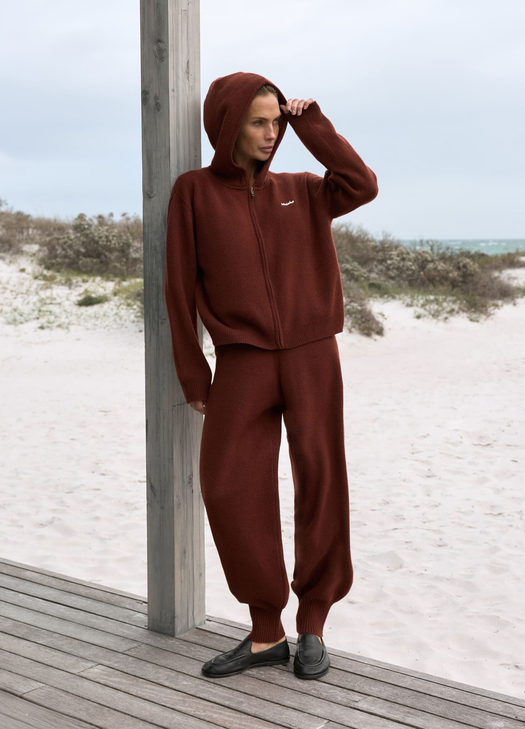 Вязаные брюки Outdoor из шерсти мериноса - Красные