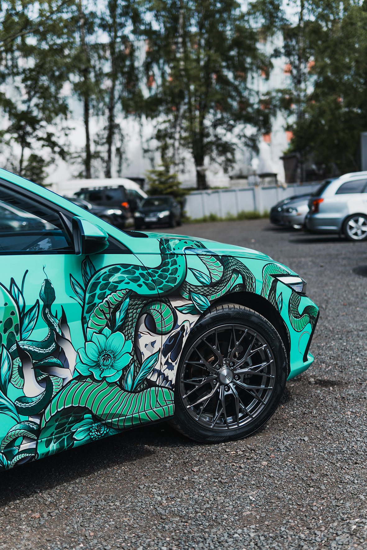 Hyundai Elantra Two Face — авторская иллюстрация на перламутровой плёнке, ракурс 11