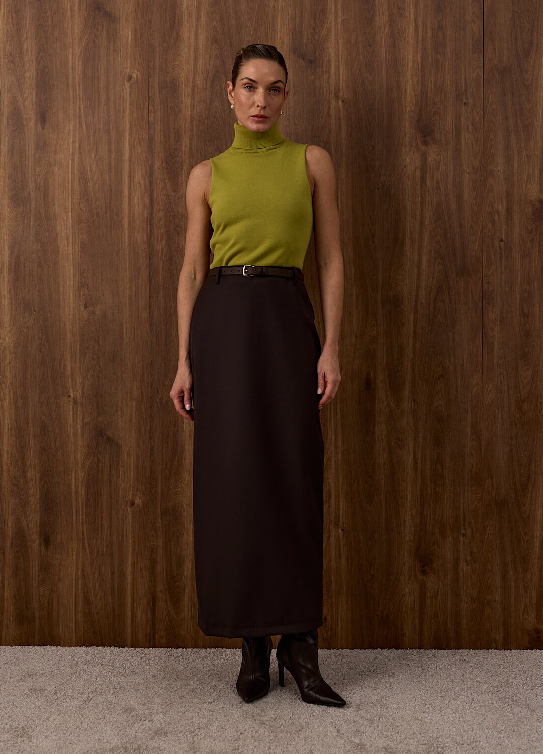 

Юбка-миди из итальянской шерсти First lady - Коричневая, Espresso;коричневый