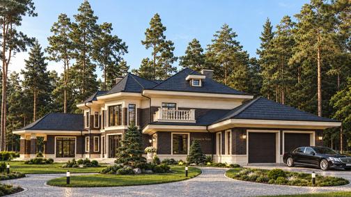 Дом в классическом стиле в Репино-парке — проект, 605 м² — Визуализации дома, фото 2 — Премиум Хаус