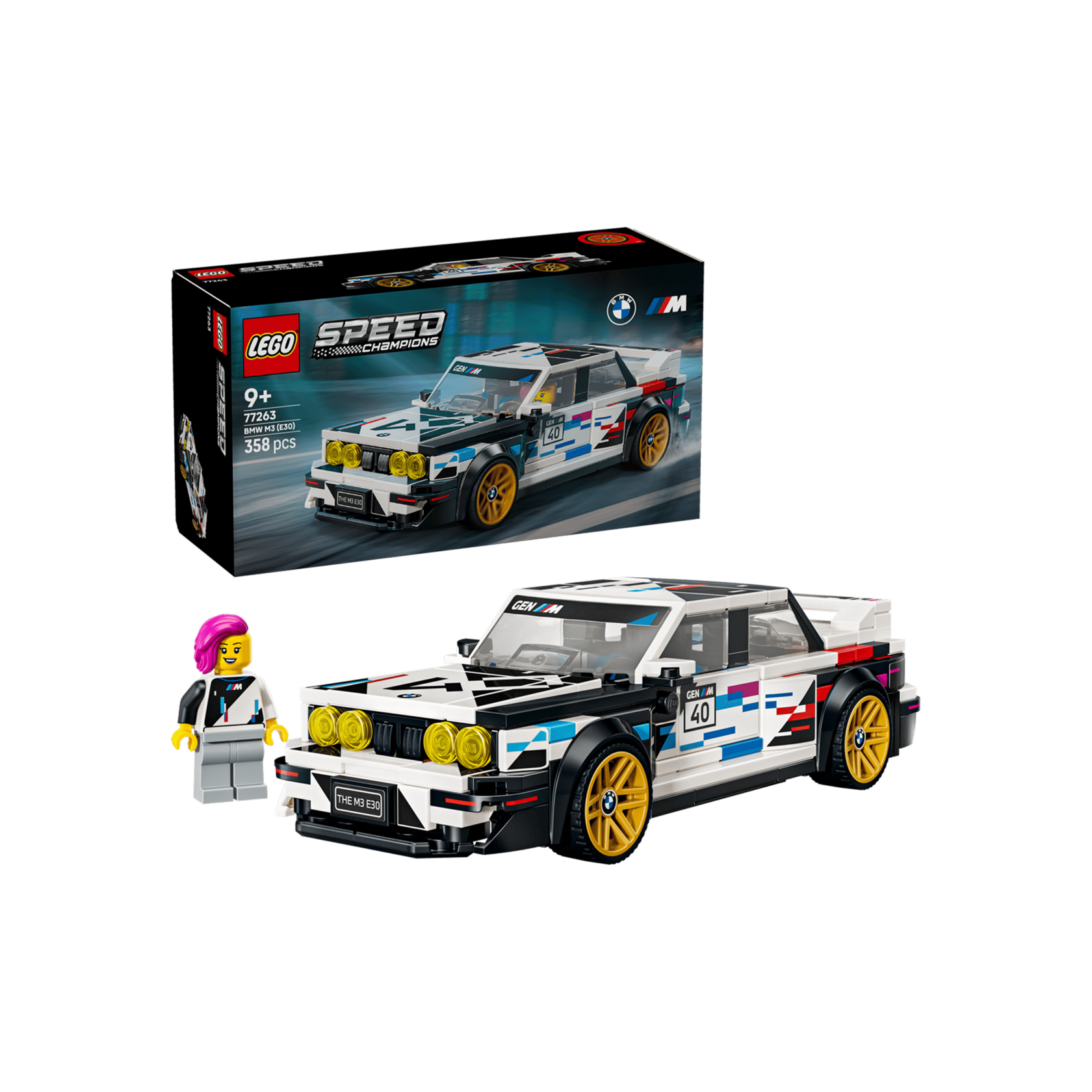 Набор LEGO Speed Champions BMW M3 (E30) (77263): коробка, машина и минифигурка