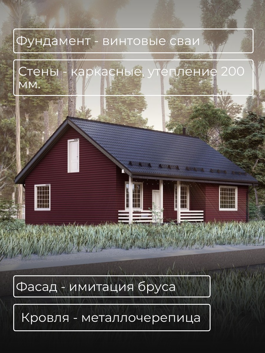 Проект дома 97 м2 / Каркасник / 1 этаж / — фото 5