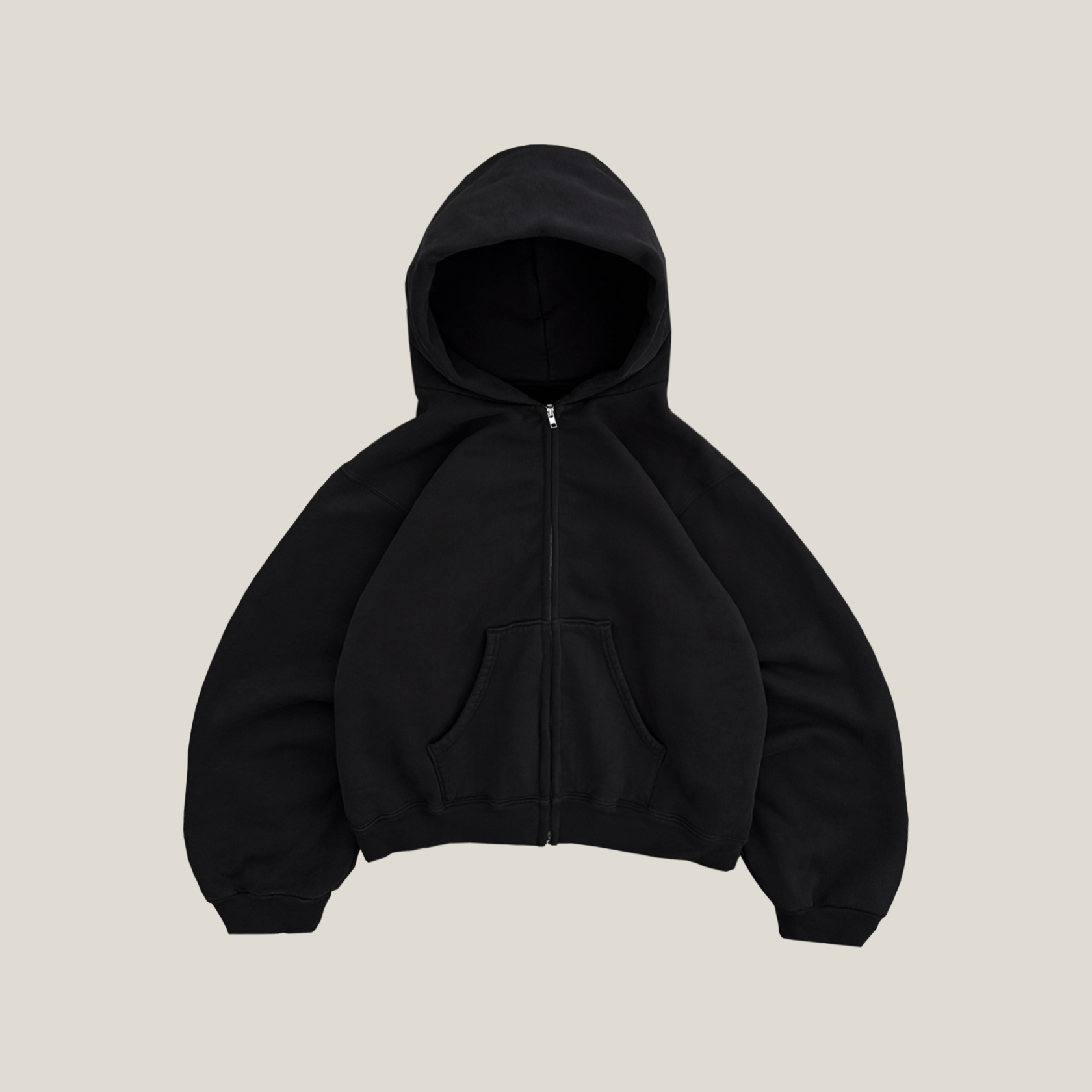 Oversized black zip hoodie sale