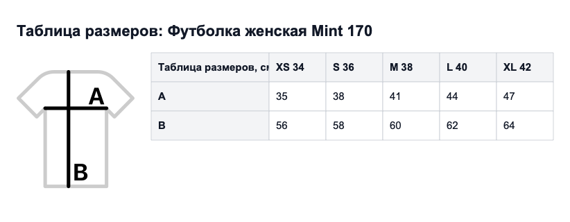 Таблица размеров