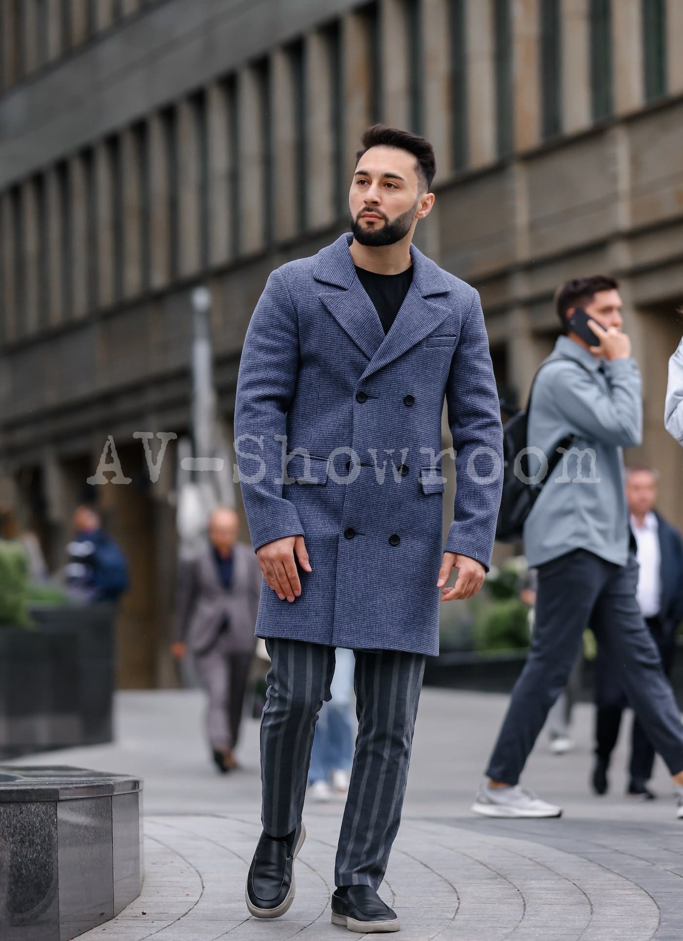 Пальто мужское (синее) арт. V18 купить в СПБ недорого в магазине ...