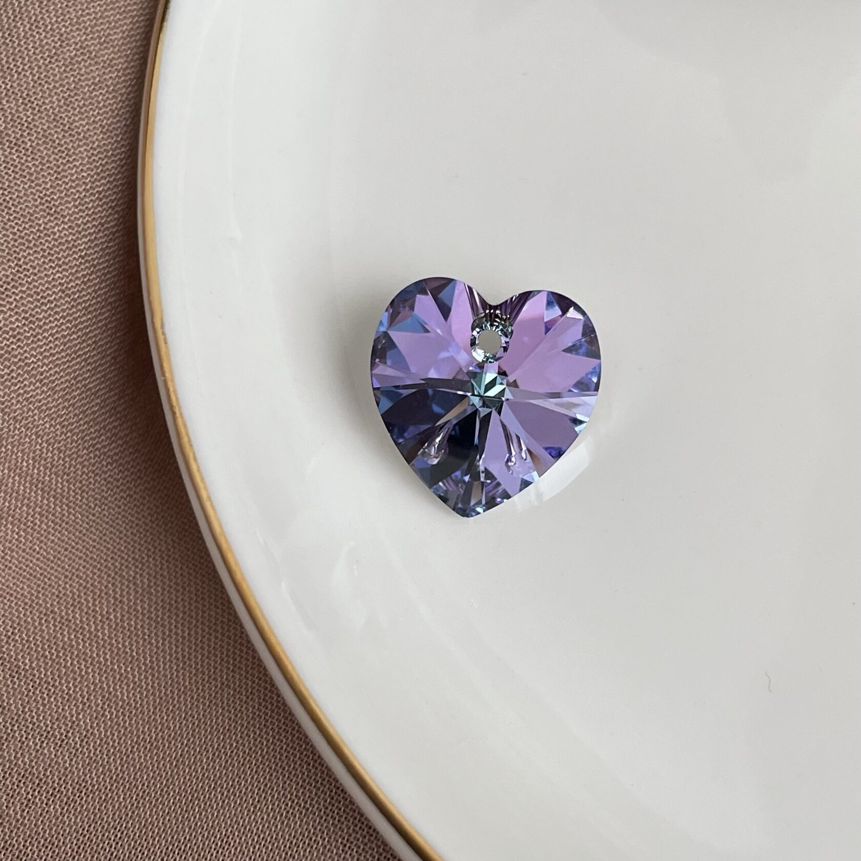 Кристалл сердце SW сиренево-голубой люкс качество, 14 мм, бусина