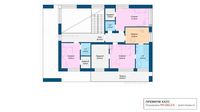 Планировка 2 этажа дома Современный КП-282, 282 м²— Премиум Хаус