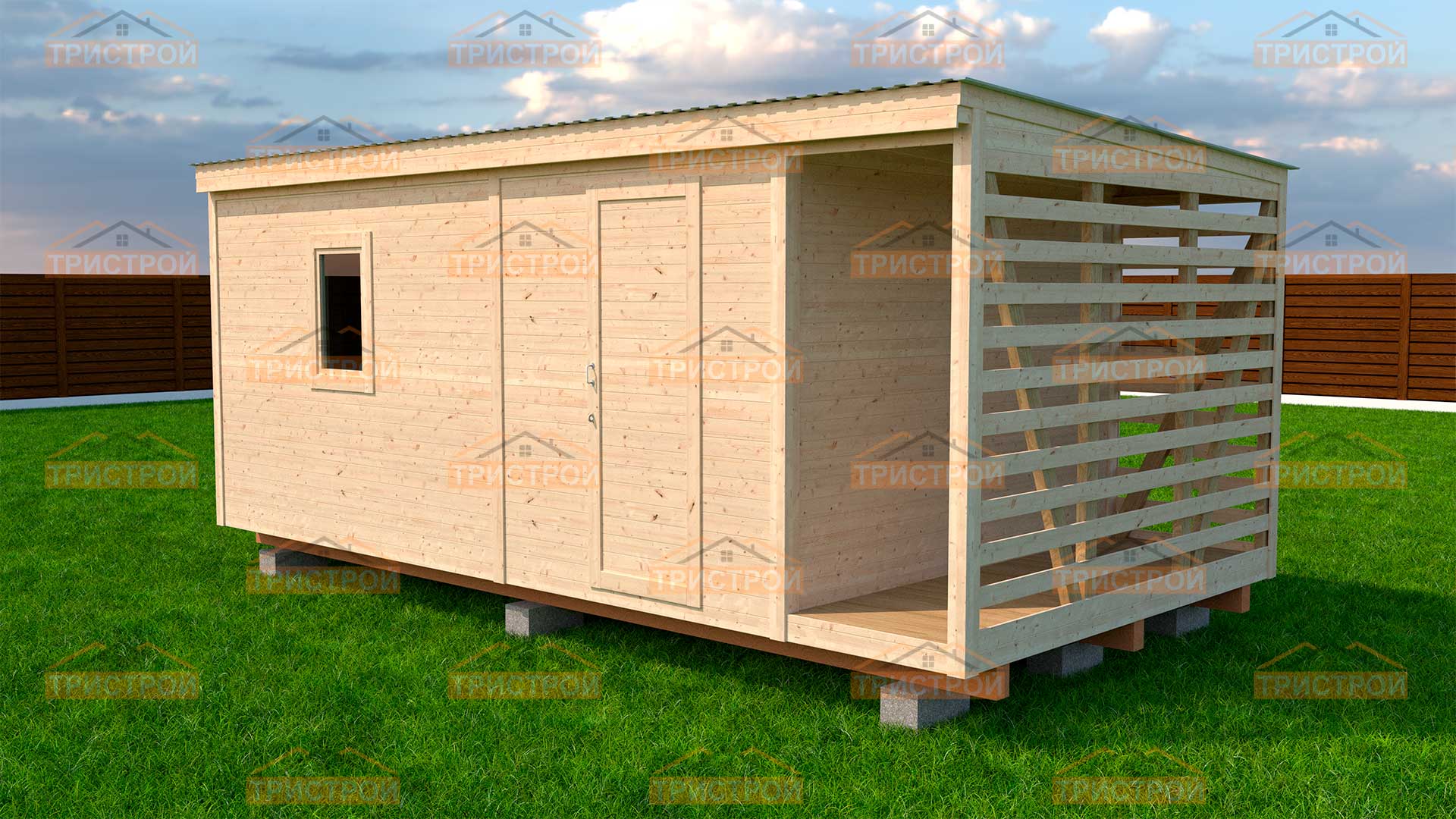 Хозблок с дровником 6х3 \"Тритон\" - TreeStroy