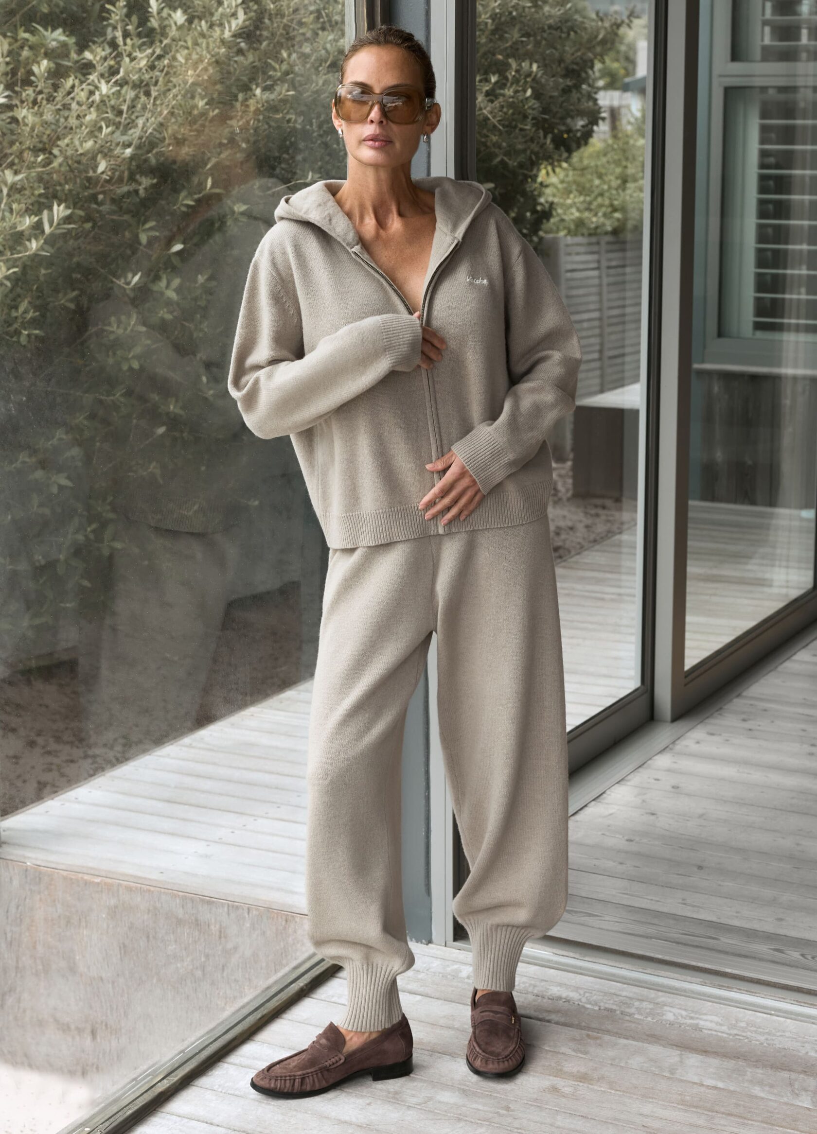 Вязаные брюки Outdoor из шерсти мериноса - Бежевые