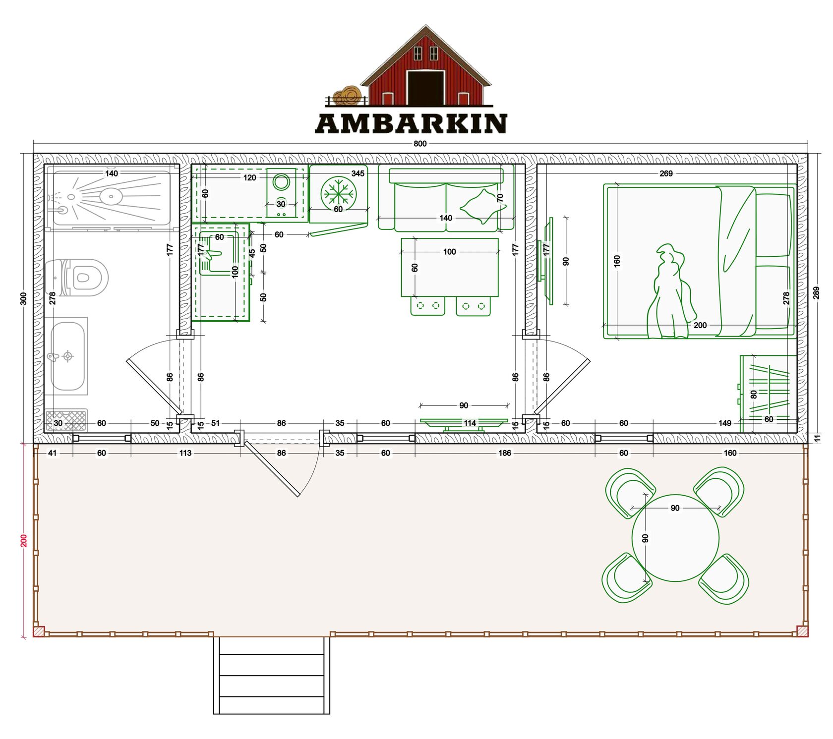 С верандой 8×3