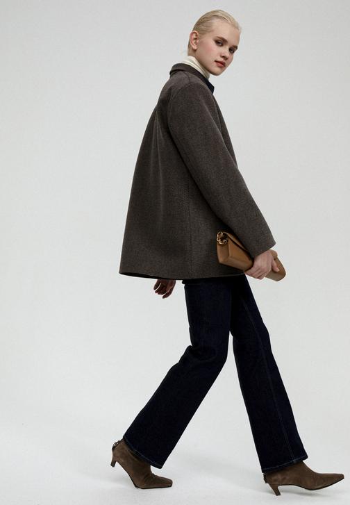 Пальто-пиджак оверсайз коричневый