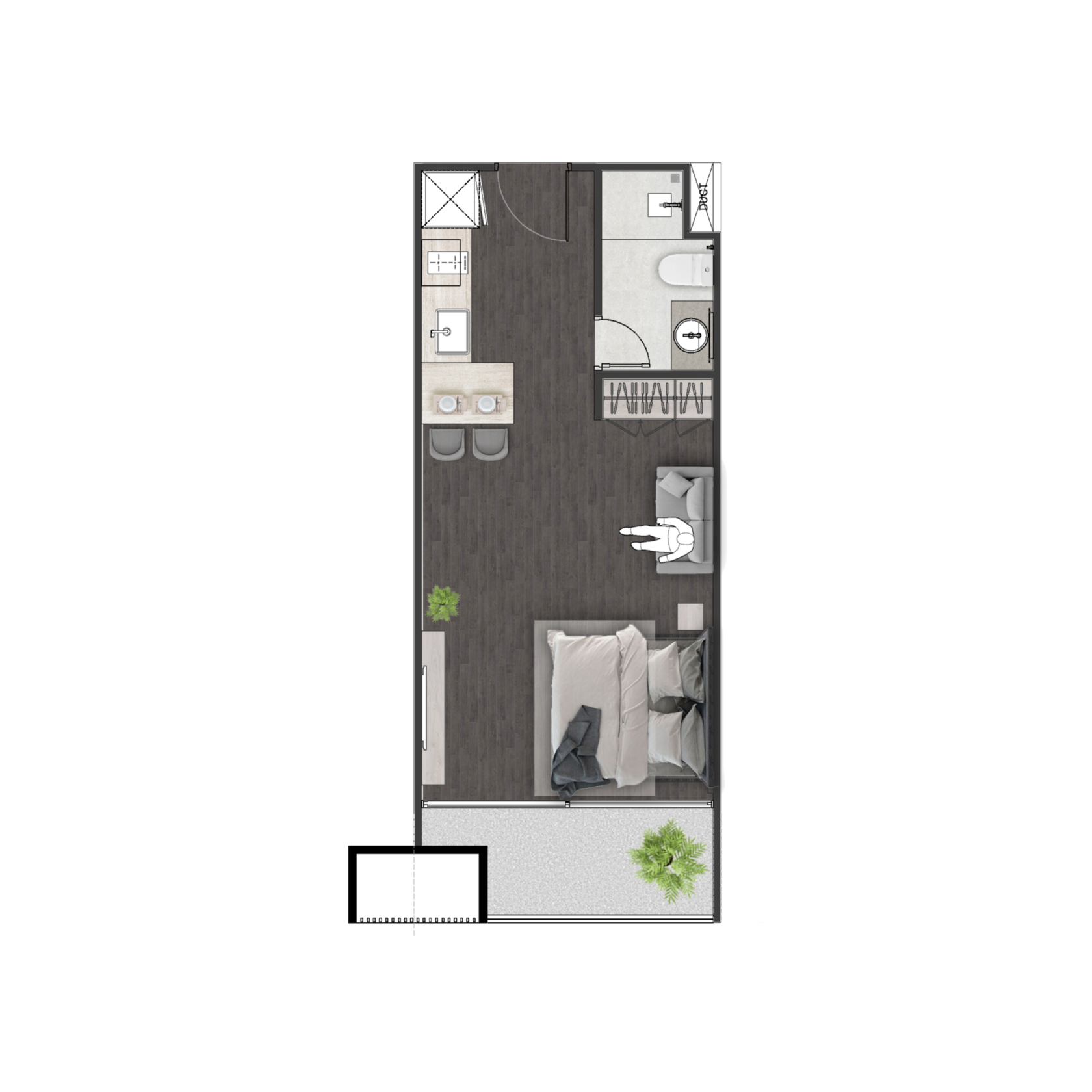 Unit 3301 — Studio · 39.6 m²