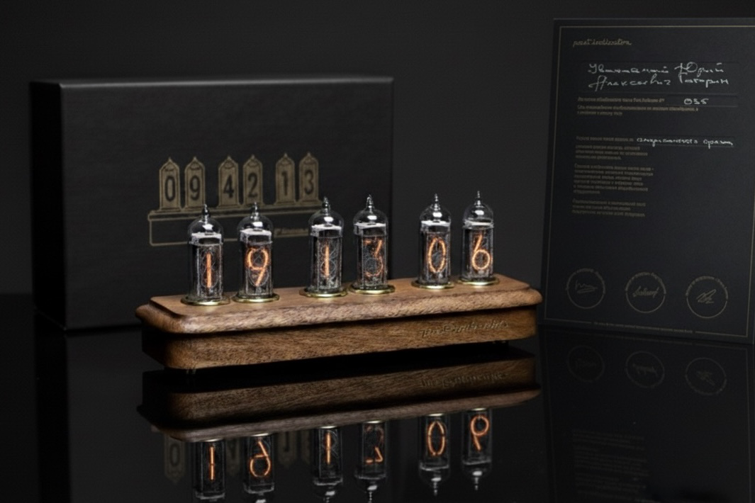 Vostok-3 Black: Mahogany nixie clock